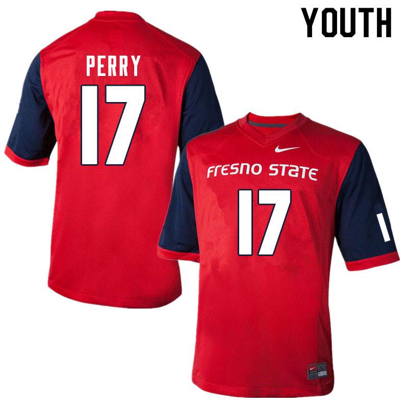 Youth #17 Deonte Perry Fresno State Bulldogs College Football Jerseys Sale-Red - Click Image to Close